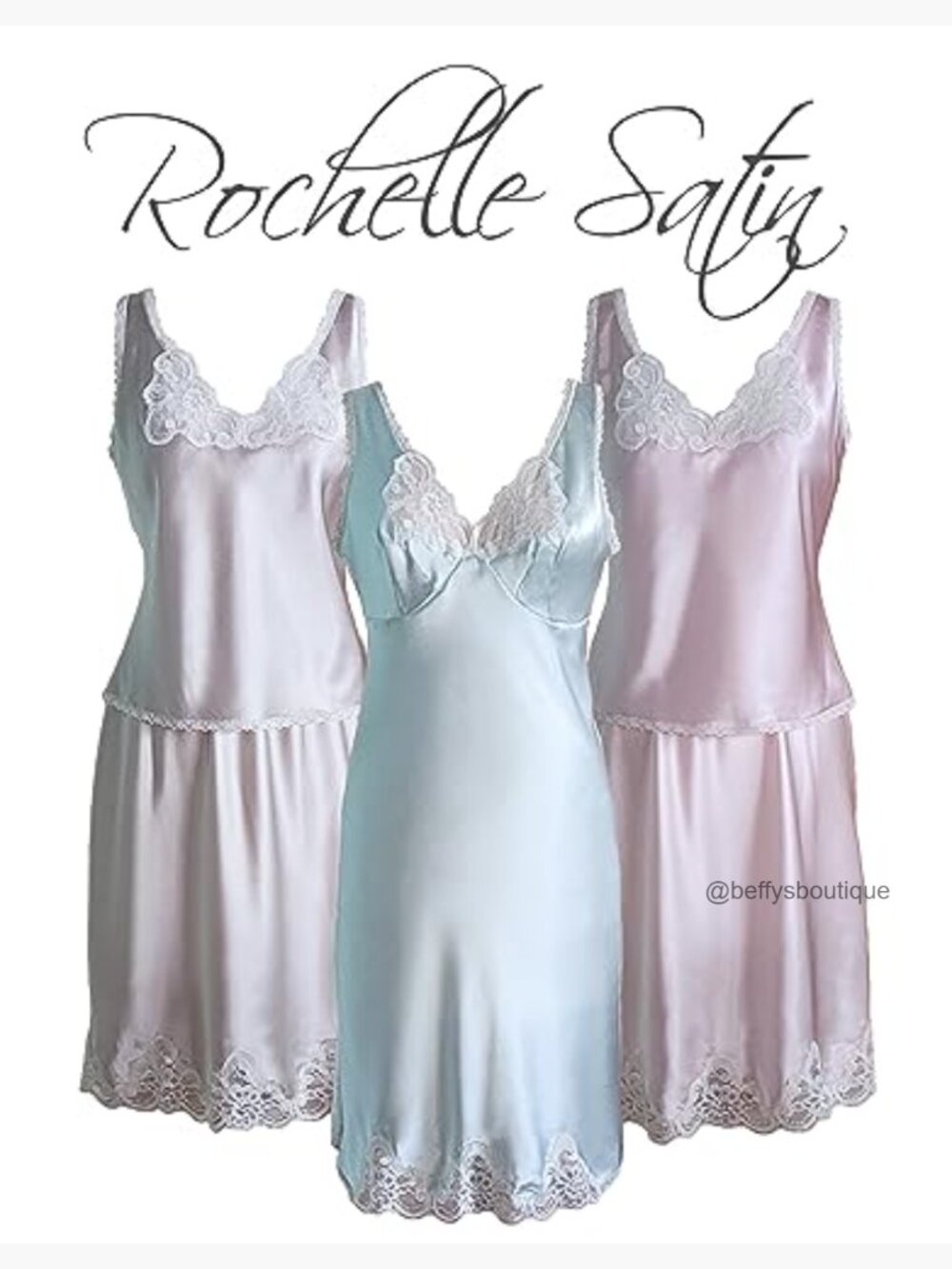 Satin Half Slip with Lace Hem, Knee Length, Elastic Waist - Picture 4 of 6